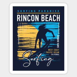 Retro Rincon Beach Surfing // Surfers Paradise // Surf California Magnet